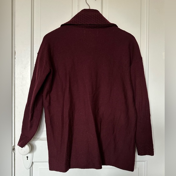 Ellen Tracy 100% Merino Wool Dark Cherry Red Wrap Sweater Small - Picture 4 of 7